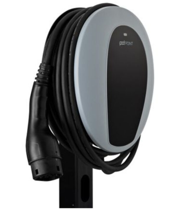 pod point 7kW EV Charger, Type 2 Tethered, 7.5m, Black/Grey, IP54, Solo 3 Range